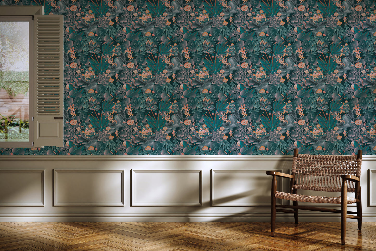 Titania's Teal Tulle - Night - Wallpaper Panel
