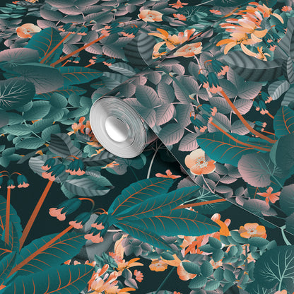 Titania's Teal Tulle - Night - Wallpaper Panel