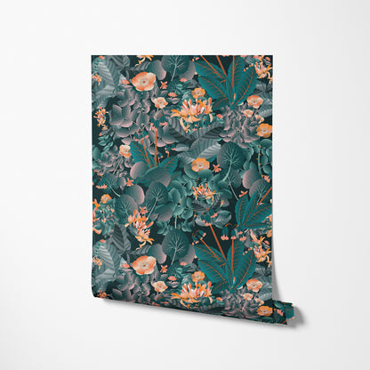 Titania's Teal Tulle - Night - Wallpaper Panel